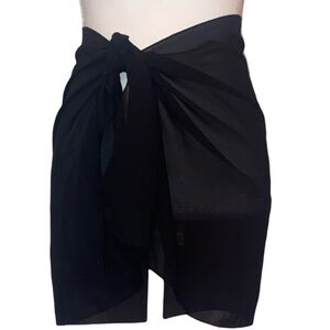 SWIMSUIT SARONG/WRAP Beach Swimsuit Wrap Sheer Chiffon 17”x 44” in Solid Black